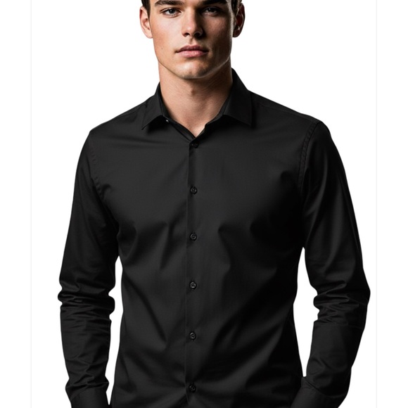 Bergamo New York Shirt Mens 16-16 1/2 Black Long Sleeve Button Up Slim Fit !! - Picture 1 of 9